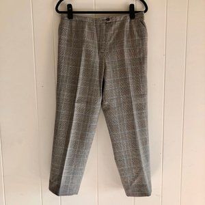 Vintage 90s Harve Benard Tweed Wool Trousers Windowpane Plaid Tan Multicolor